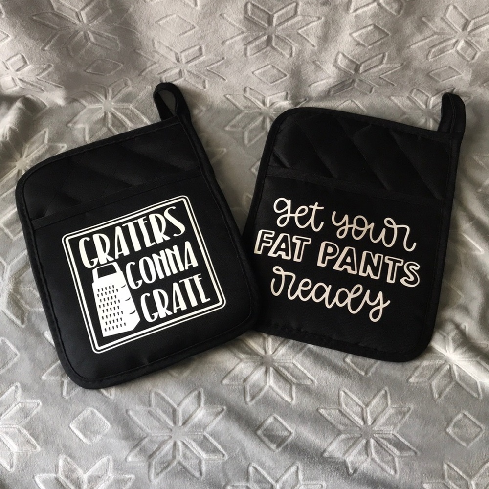Pair of handmade funny pot holders